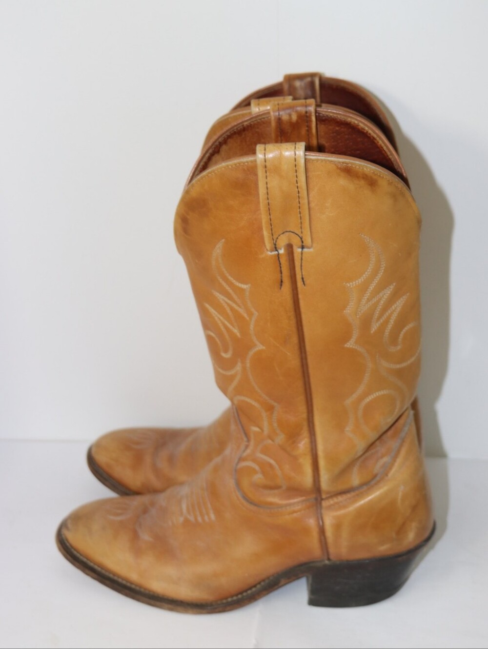 Classic Tan Leather Cowboy Boots mens 8 1/2